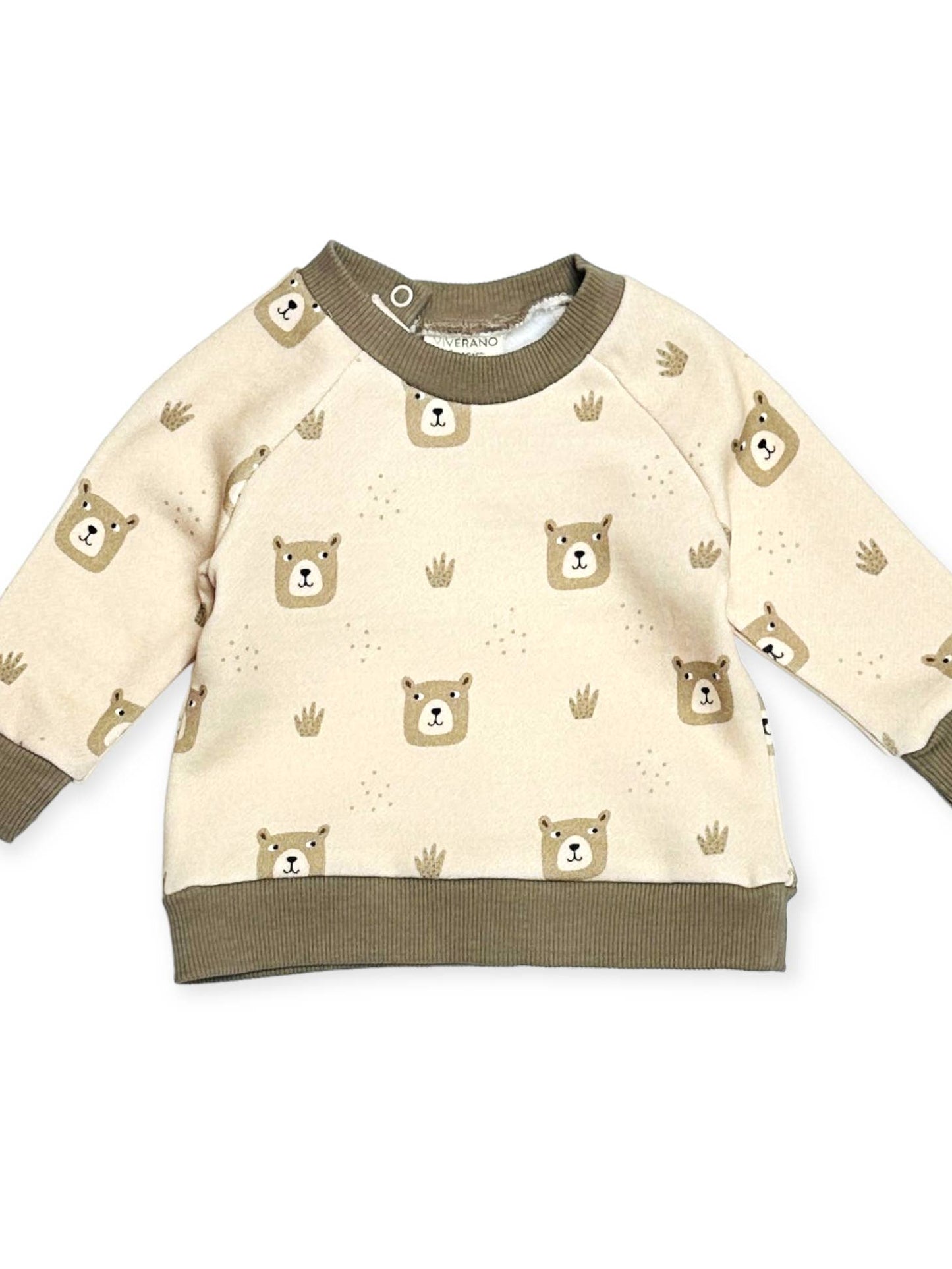 Bear Print Fleece Baby Sweatshirt & Jogger Set