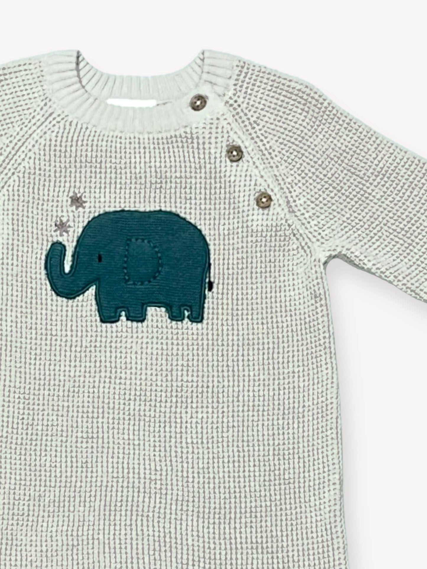 Elephant Jacquard Knit Baby Jumpsuit