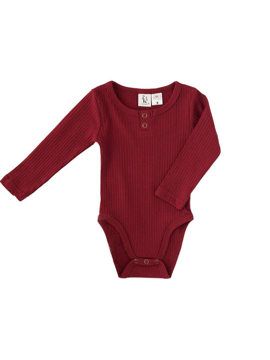 Willow Long Sleeve Cotton Bodysuit - Storybook Red