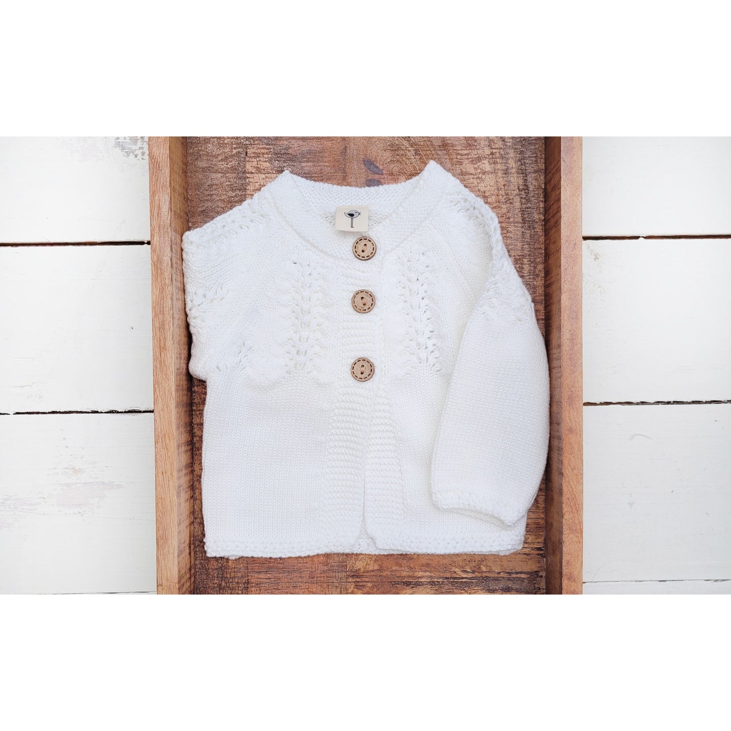 Baby Knit Sweater Cardigan - White