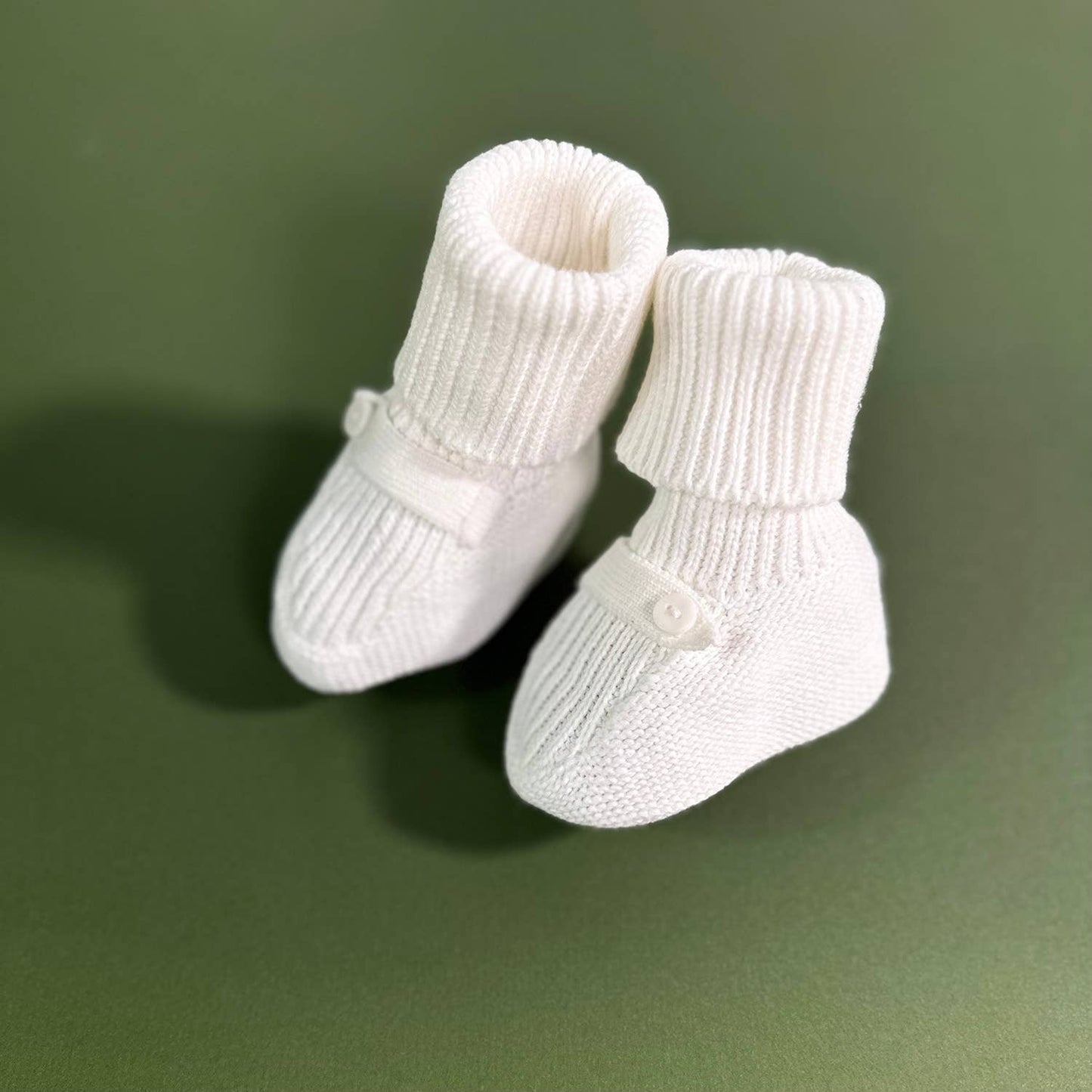 White Knit Sweater Baby Booties