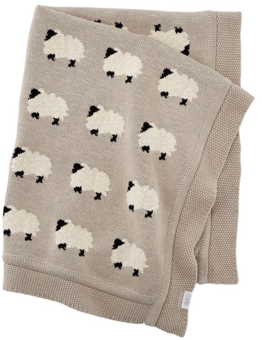 Furry Sheep Organic Cotton Jacquard Knit Baby Blanket