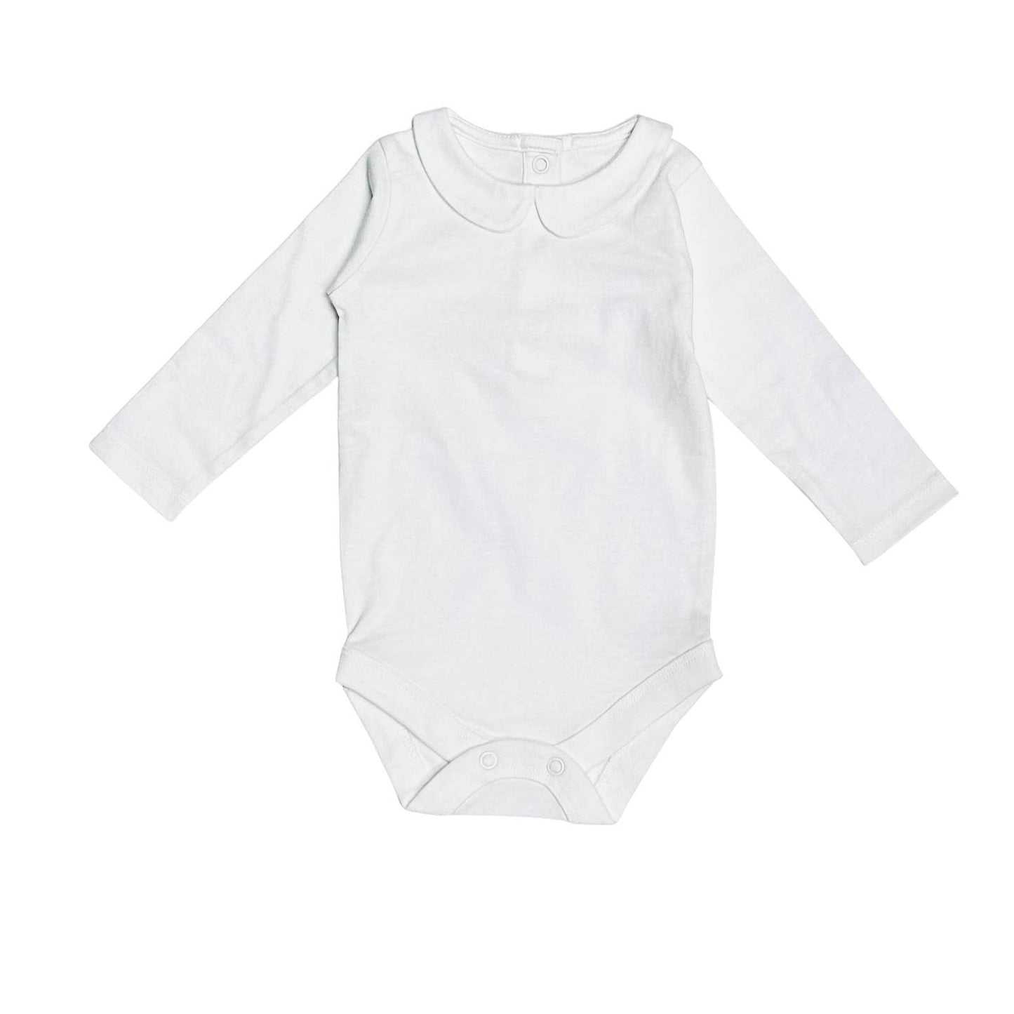 White Long Sleeve Peter Pan Baby Bodysuit