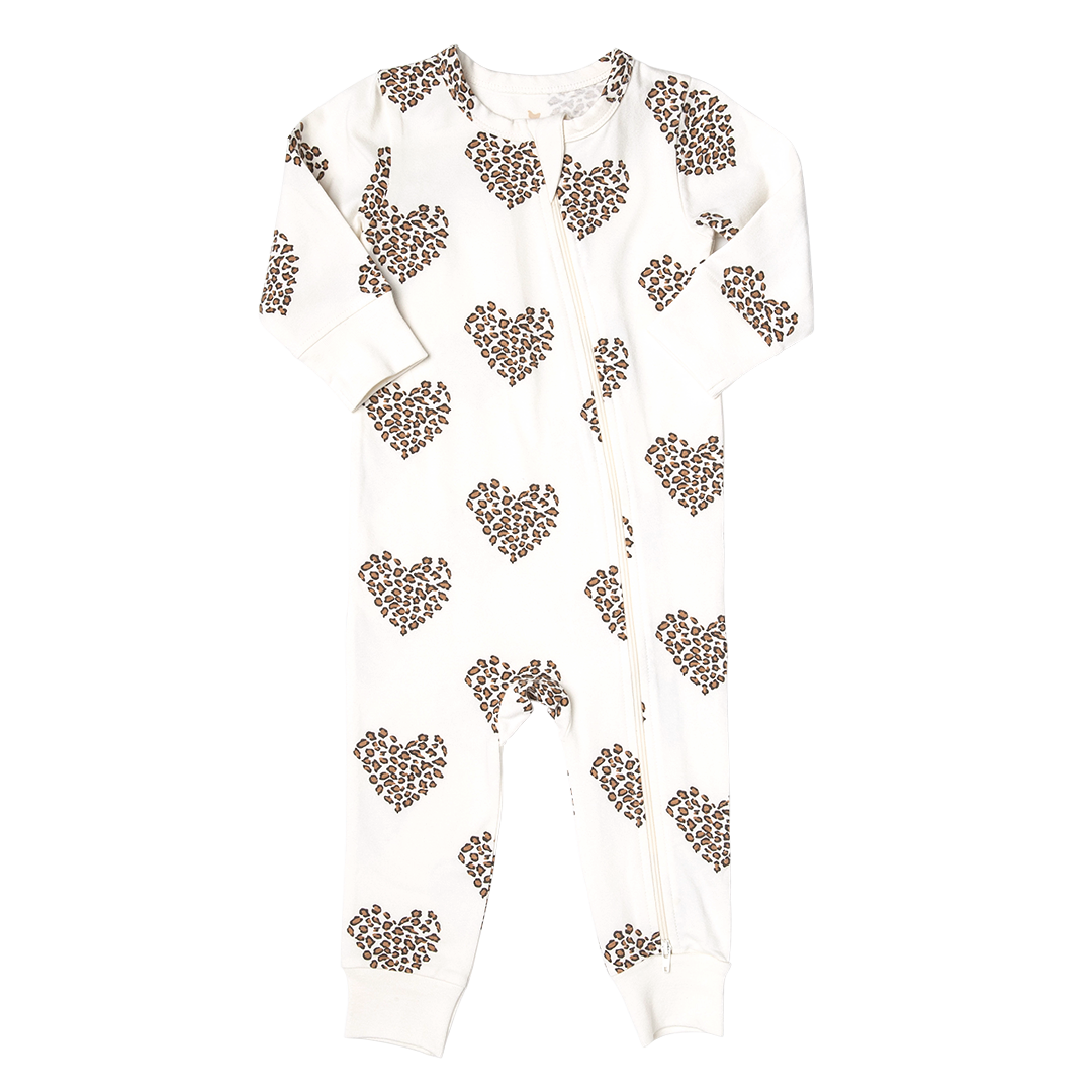 Pink Chicken Leopard Heart Baby Organic Romper