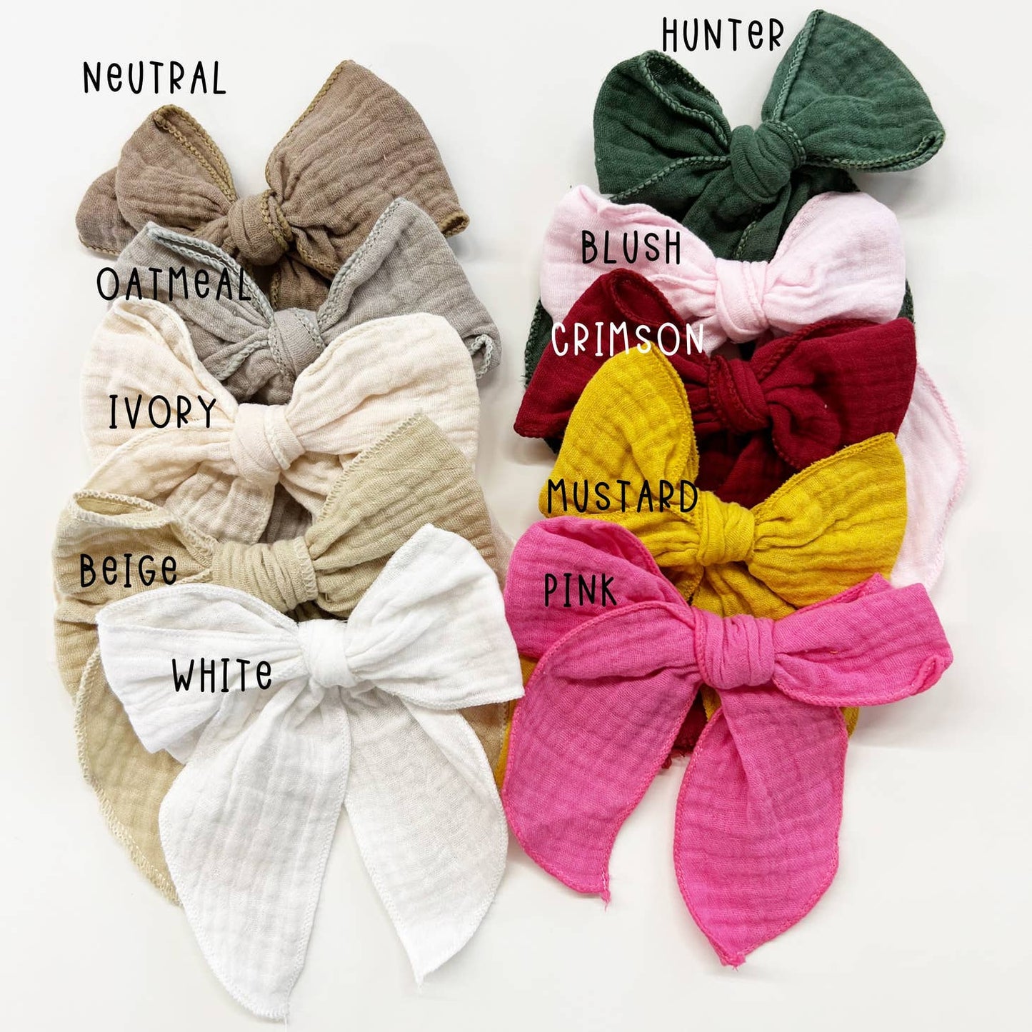 Gauze Linen Hair Bow - Multiple Colors Available