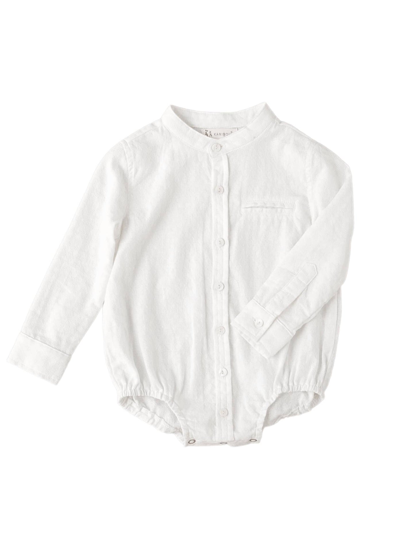 Thomas Textured Cotton Shirt Romper - White