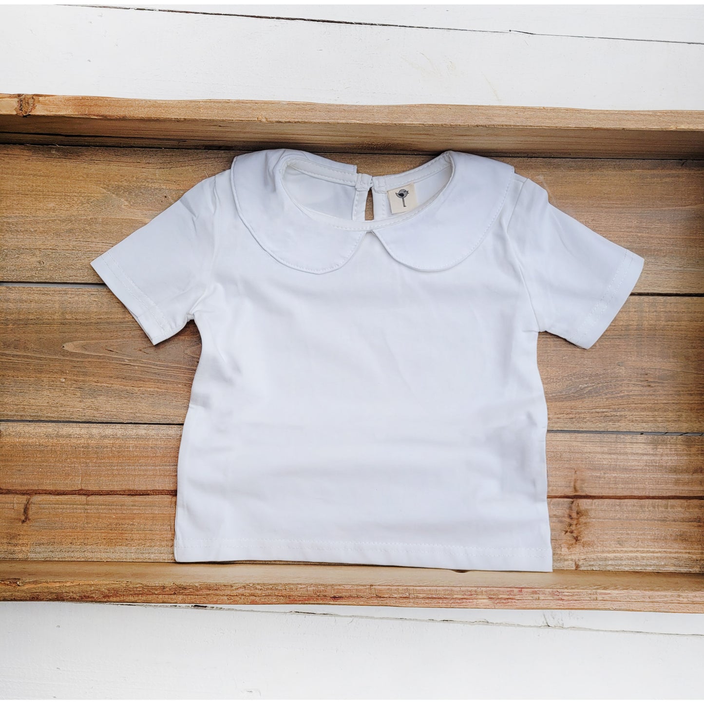 White Baby Onesie Short Sleeve Collared Shirt