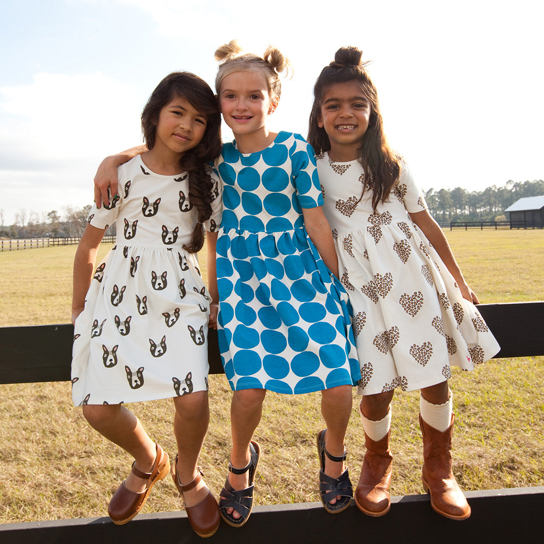 Pink Chicken Boston Terrier Organic Girl's Steph Dress