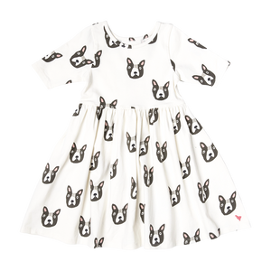 Pink Chicken Boston Terrier Organic Girl's Steph Dress
