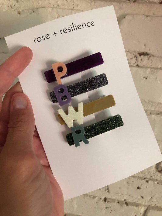 Initial Hair Clips - by Rose + Resilience, Children's Accessories - turquoise, llc